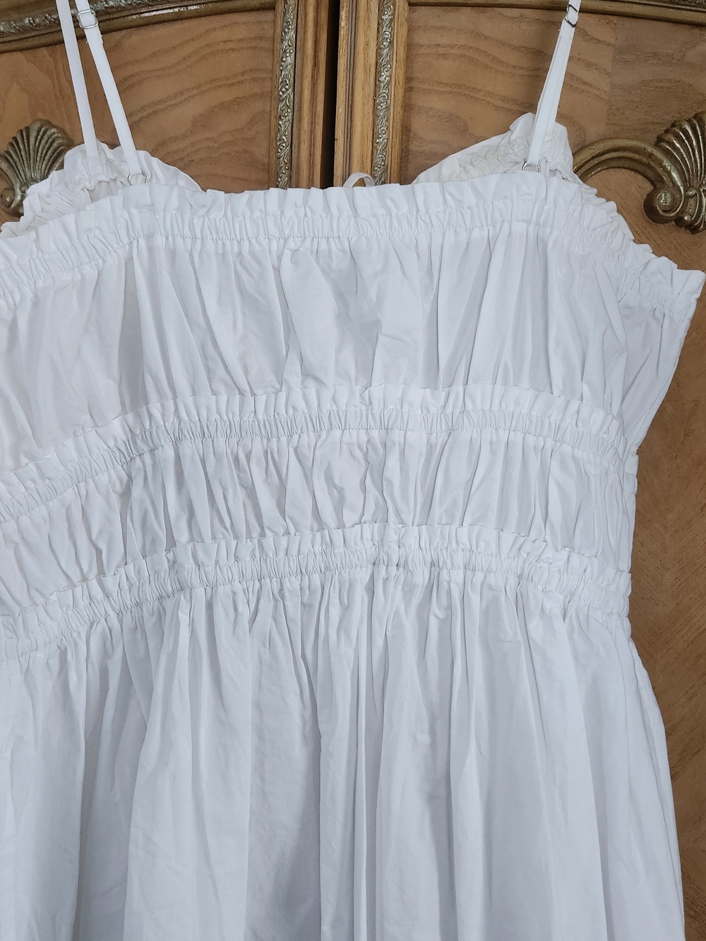 Free Assembly White Eyelet Midi Sundress with Smocked Waist - Picture 4 of 6